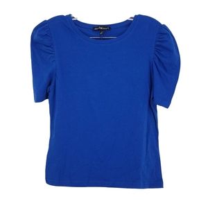 Derek Heart Puff Short Sleeve Top in Surf The Sea Cobalt Blue NEW WITH TAGS
